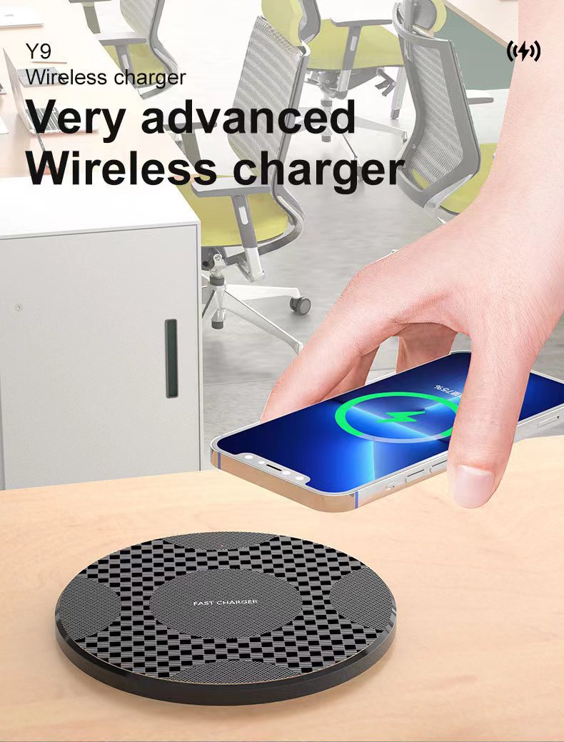 Y9 is suitable for Apple mobile phone Android round spot disc wireless charger 10W15W